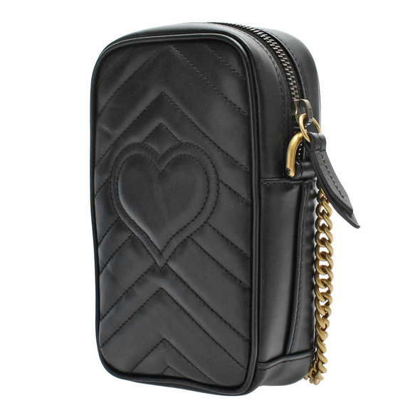 Gucci GG Marmont Mini Shoulder Bag Black Gold Hardware Leather - Picture 2 of 10